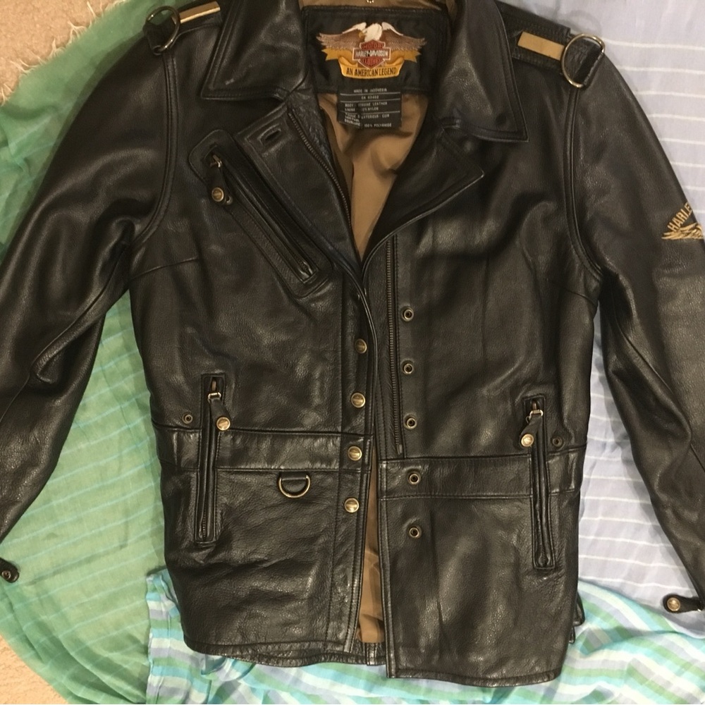 Authentic Harley Leather Black Riding Jacket